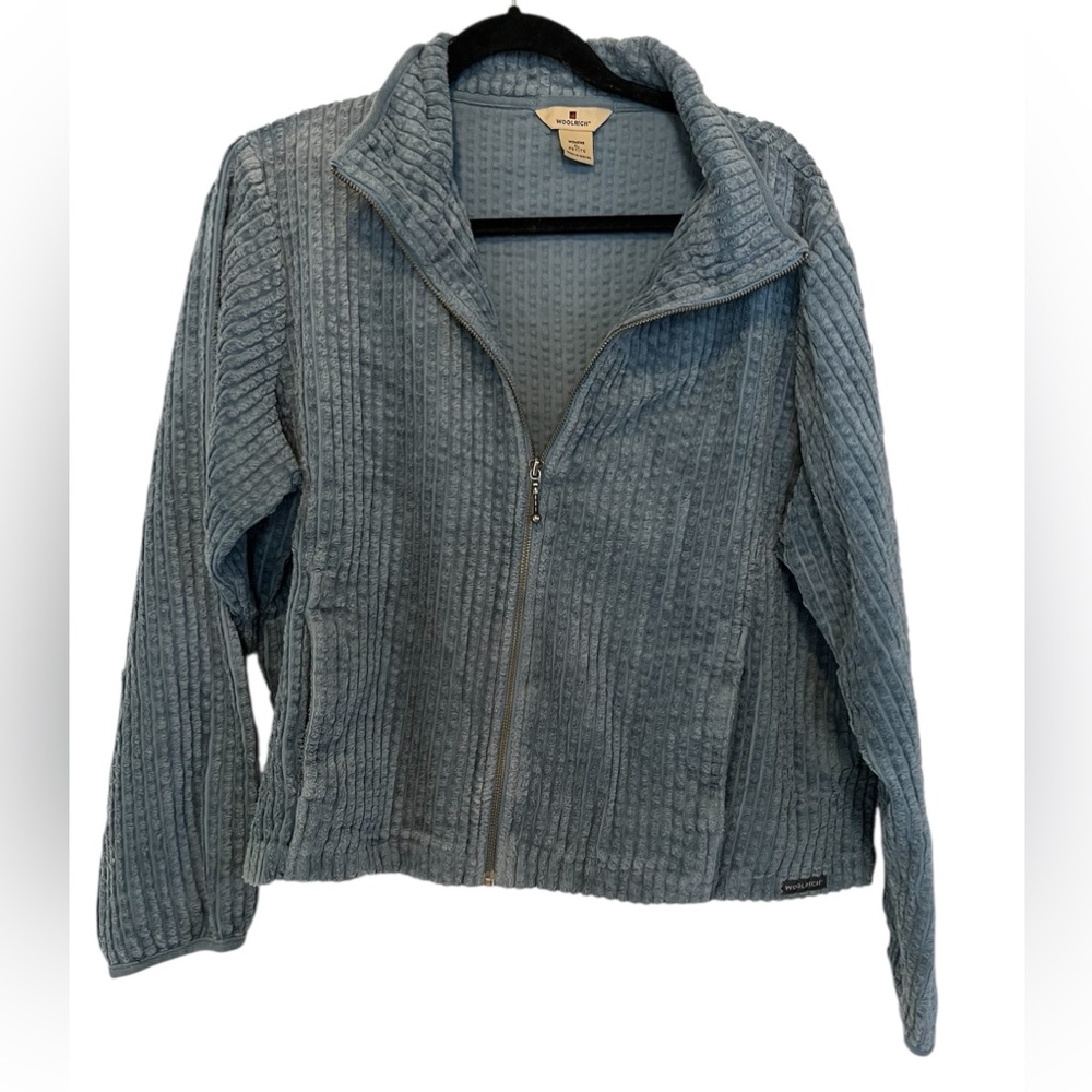 Woolrich SzXL Petite (Style 2090 Peacock)Full Zip Teddy/Velour/ Cord Blue Jacket
